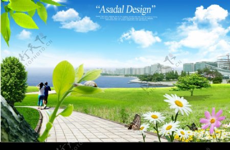 韩国城市景观PSD模板图片
