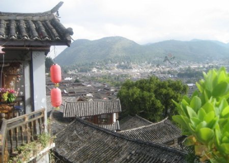 丽江古城俯视图图片
