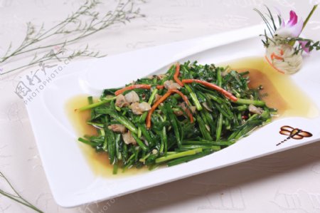 海螺肉炒韭菜图片