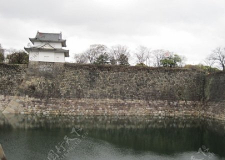 日本大阪城护城河图片