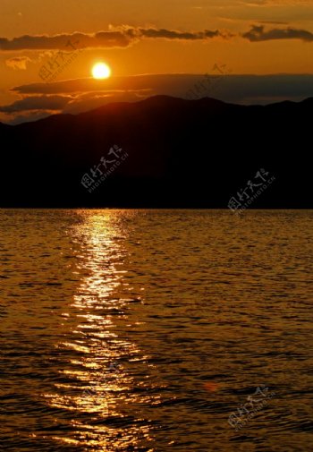 昆明湖日落图片