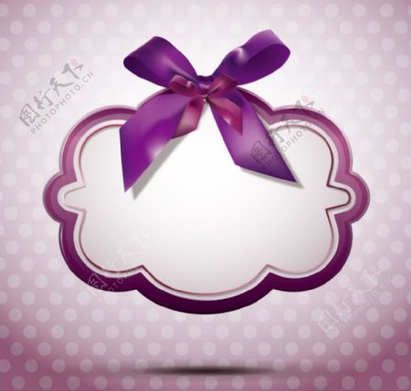紫色蝴蝶结标签背景图片