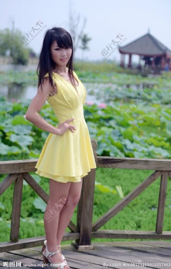 黄裙靓影图片