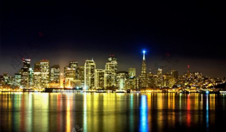 旧金山海岸建筑夜景图片