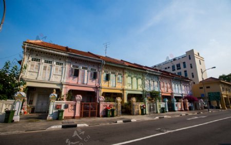 新加坡路边多彩建筑图片