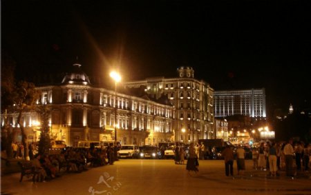 阿塞拜疆巴库市中心夜景一角图片