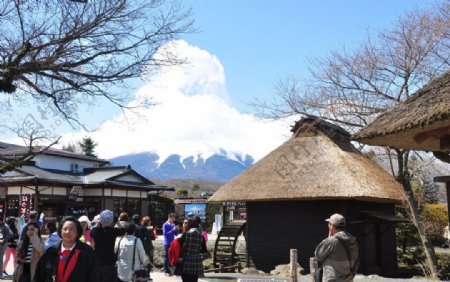 忍野八海看富士山图片
