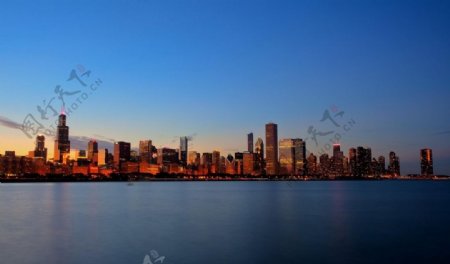 芝加哥高楼楼群远眺图片