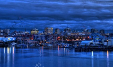 加拿大维多利亚港夜景图片