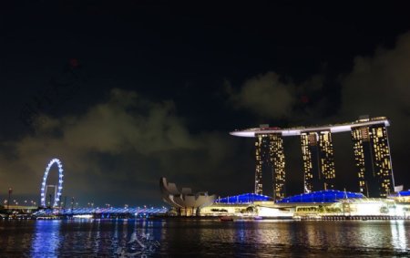 新加坡金沙滨海湾夜景图片