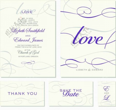 线条婚纱婚礼卡片图片