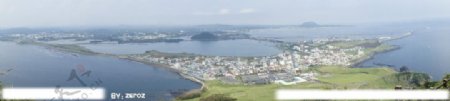 济州岛城山日出峰俯瞰图片