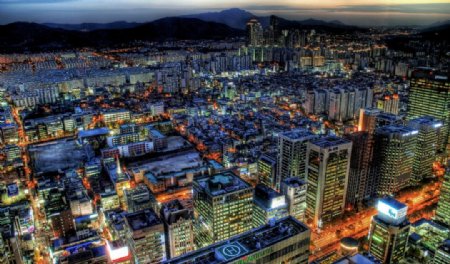 首尔城市夜景俯瞰图片