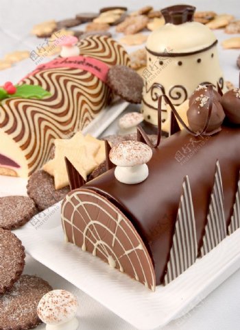 圣诞巧克力蛋糕图片