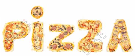 披萨拼成的文字图片