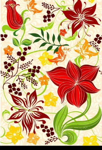 红色花朵矢量素材图片
