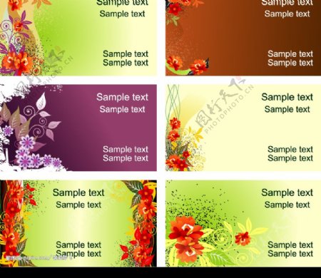 6款精美花朵主题卡片模板矢量2图片