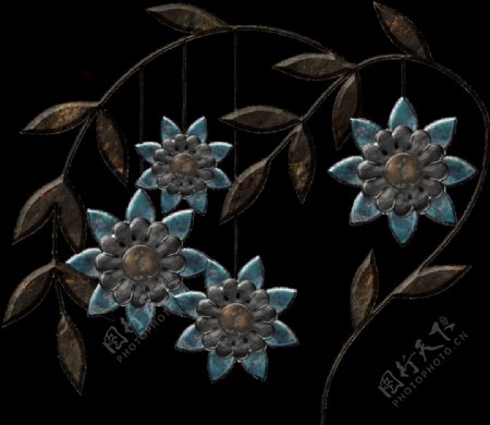 锈迹金属花朵设计素材图片