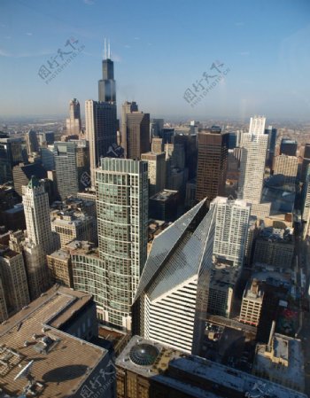 芝加哥鸟瞰最繁华的卢普区图片