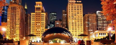芝加哥美丽的城市夜景图片