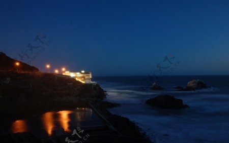 旧金山夜色下的海岸图片