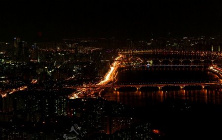 夜晚的汉江桥图片