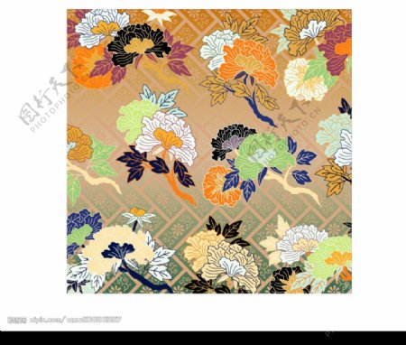 日本传统花卉植物图案矢量素材图片