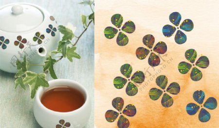 茶杯花纹设计素材图片
