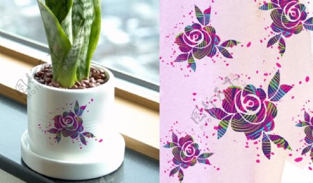 花盆花纹设计素材图片