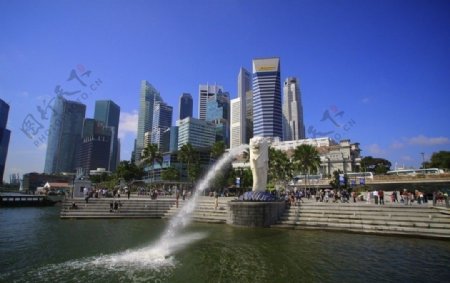 新加坡海滨湾及鱼尾狮图片