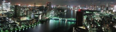 夜幕中的日本东京宽幅大图图片