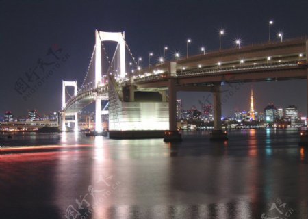 大桥海夜景灯光浪漫图片