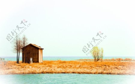 湖边小屋图片