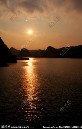 红枫湖夕阳图片
