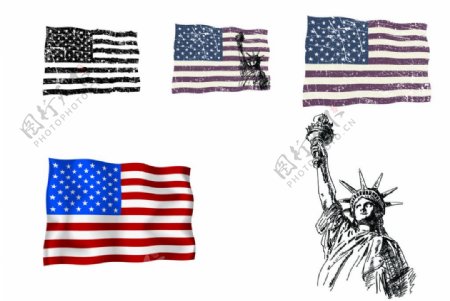 破损怀旧美国国旗图片