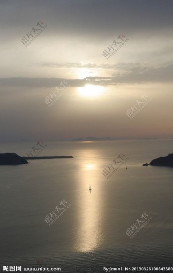 希腊爱琴海傍晚图片