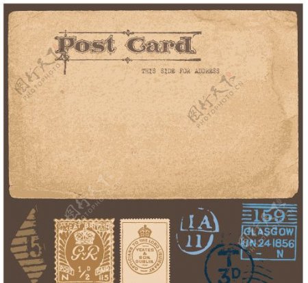 复古明信片邮票图片