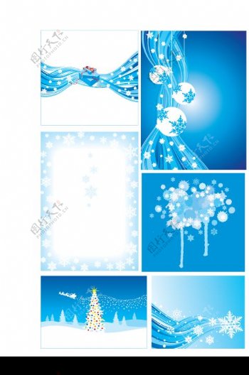 蓝色冬季动感线条矢量素材图片