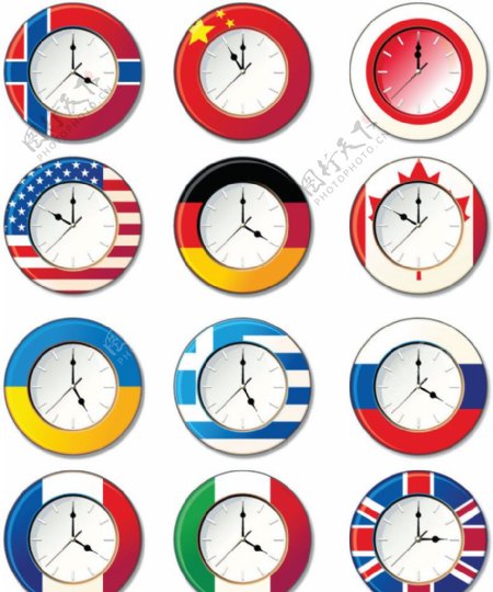 不同国家的时钟图片