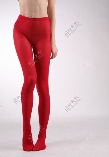 红色美腿女士紧身裤图片