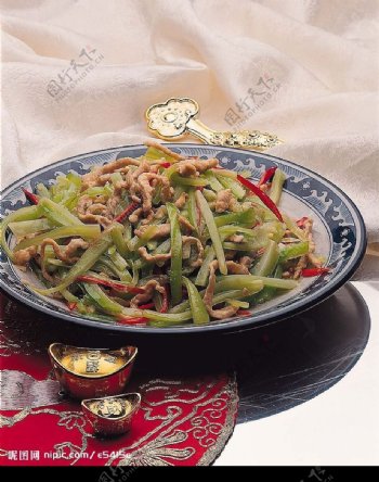中式料理肉丝炒青菜图片