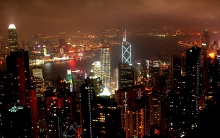 香港夜景俯瞰摄影照片图片