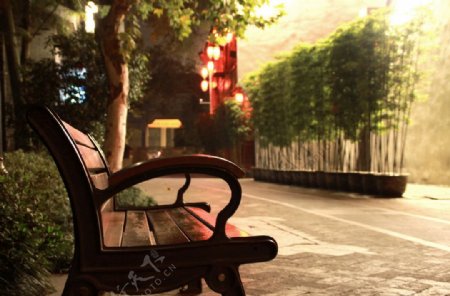 运河历史文化街区休息椅图片