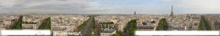 凯旋门上的巴黎360度全景图片