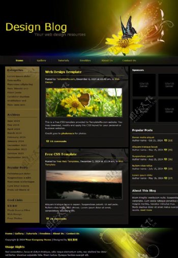 炫酷博客设计HTML网页模板图片