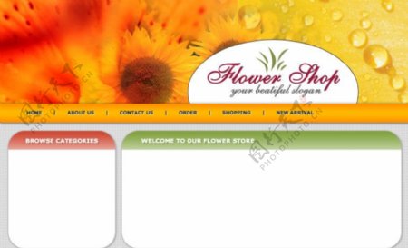 简洁鲜花网站主页模板图片