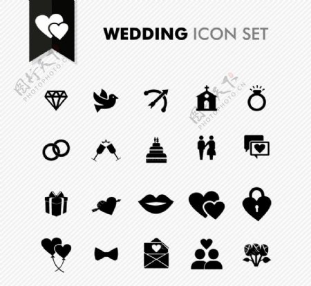 精致黑色婚礼图标图片