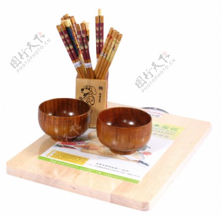 砧板筷子木碗图片