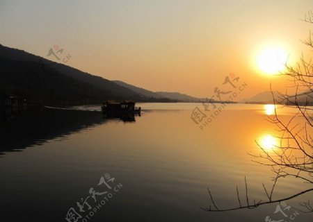 湘湖夕阳图片