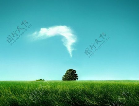 绿色大自然白云图片